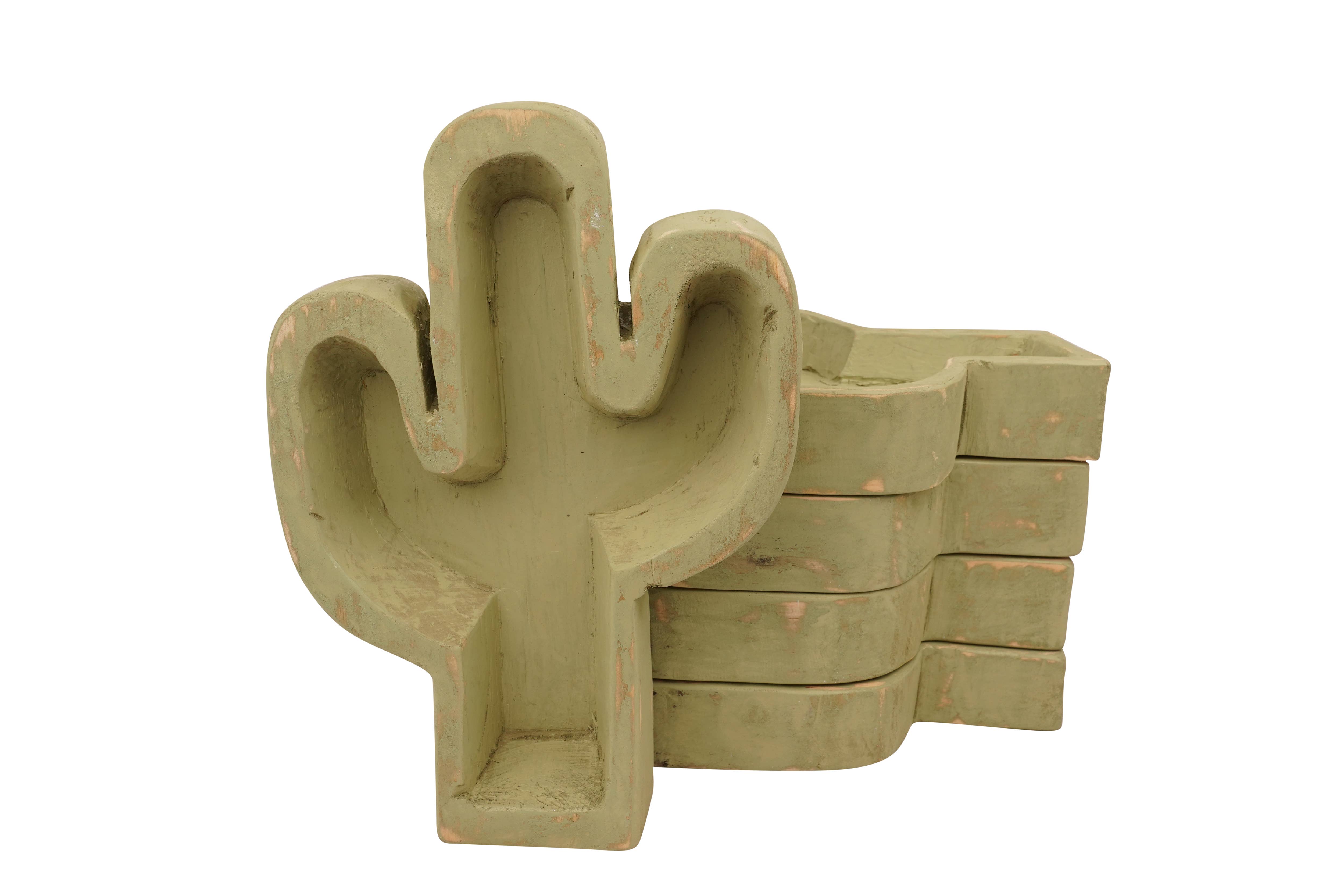 My Amigos Imports - Wholesale Candle Holder - Cactus Bowl-10 x 14 inch-Carved-Candle Ready-4 Color Choices10