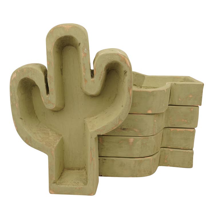 My Amigos Imports - Wholesale Candle Holder - Cactus Bowl-10 x 14 inch-Carved-Candle Ready-4 Color Choices10