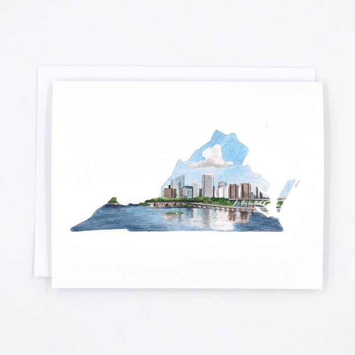 Richmond Virginia State Notecard - VA Card (single) for wholesale by Rachel Alvarez Art