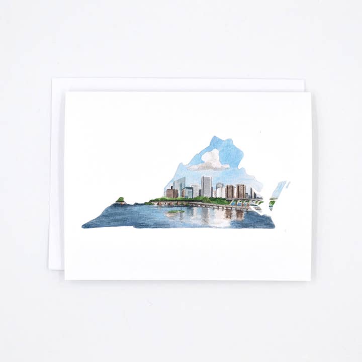 Richmond Virginia State Notecard - VA Card (single) for wholesale by Rachel Alvarez Art