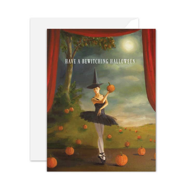 Dance Of The Pumpkin Patch Halloween Card for wholesale by JANET HILL STUDIO