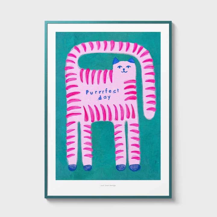 Just Cool Design - Wholesale Art Print - Purrrfect Day | A4–A3 Cute Pink Cat Art Print0