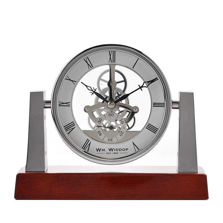 Wm.Widdop Mantel Clock Skeleton Movement Searchlight Style for wholesale by WIDDOP and Co. US