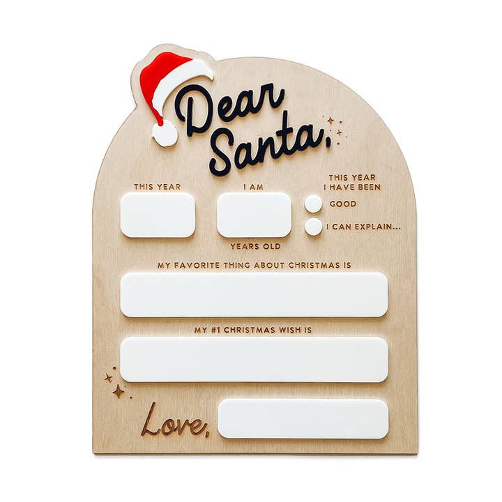 Panneau effaçable à sec « Dear Santa », accessoire photo du Père Noël pour la vente par 97 Design Co.