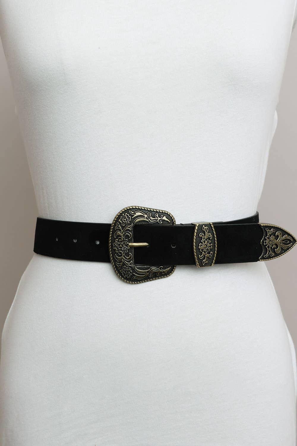 Leto Accessories – wholesale Belt – Women's – Suede Antique Gold Western Buckle Belt6