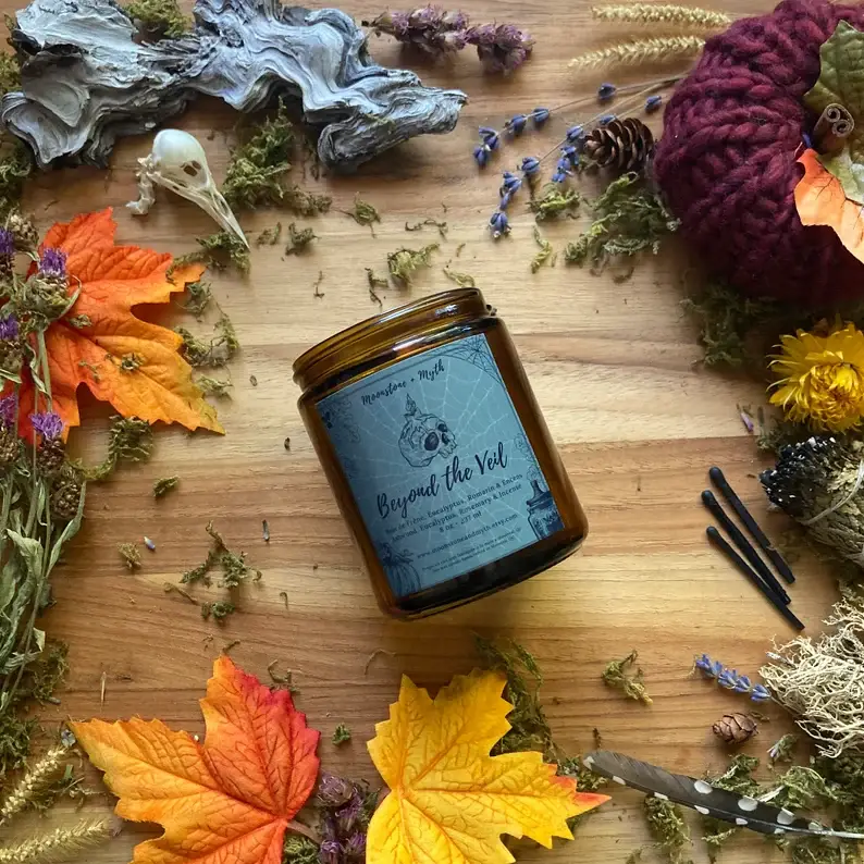 Moonstone and Myth - Wholesale Jar/Filled Candle - Beyond the Veil, 100% soy wax scented candle3