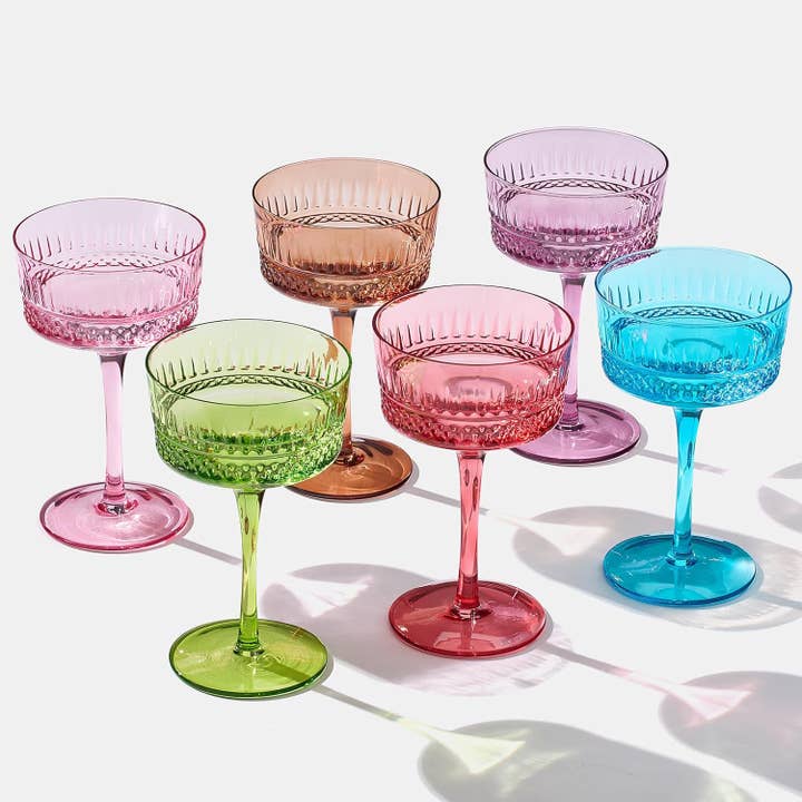 Art Deco Colored Crystal Coupe Glass | Set of 6 | 9.6oz for wholesale by The Wine Savant / Khen Glassware