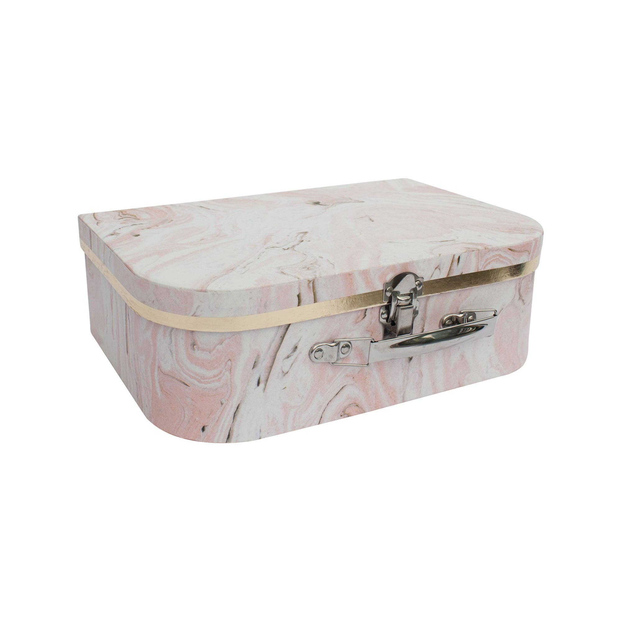 Emartbuy - Venta al por mayor Caja de regalo - Juego de 3 cajas de regalo con forma de maleta de mármol rosa4