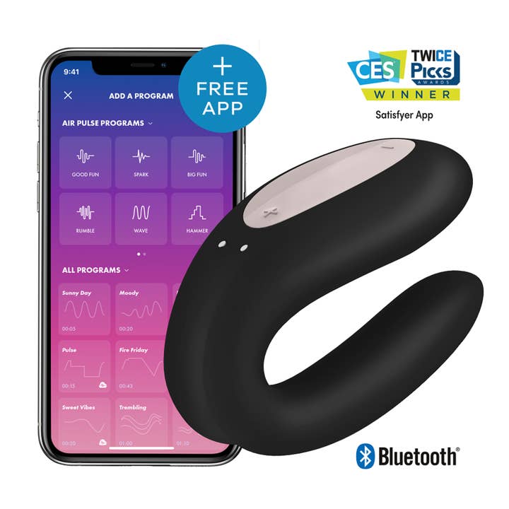 LOVERS - SHOP - Venta al por mayor Juguetes eróticos - Satisfyer - Double Joy con app - Oro rosa y negro