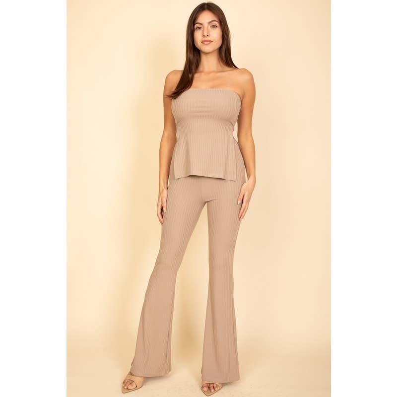 Paperdoll - Vente Ensemble haut et pantalon (PAS d'intérieur) - Femme - Ensemble haut bandeau à fente latérale et pantalon évasé3