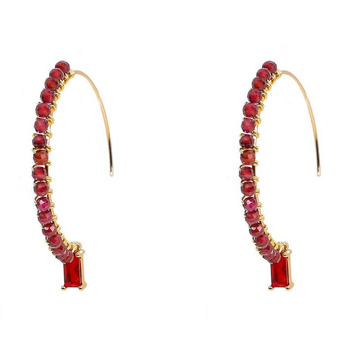 Ensemble parfait : boucles d'oreilles et tour de cou en grenat pour la vente par LA MENO
