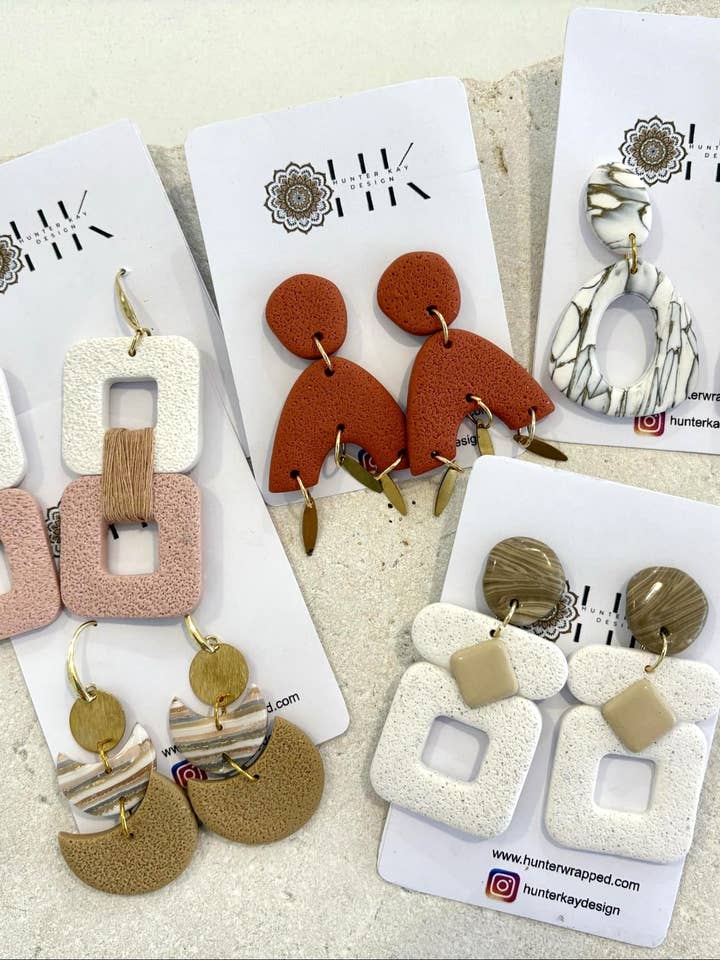 Bulk Buy Clay Earrings- Neutral for wholesale by Hunter Kay Design