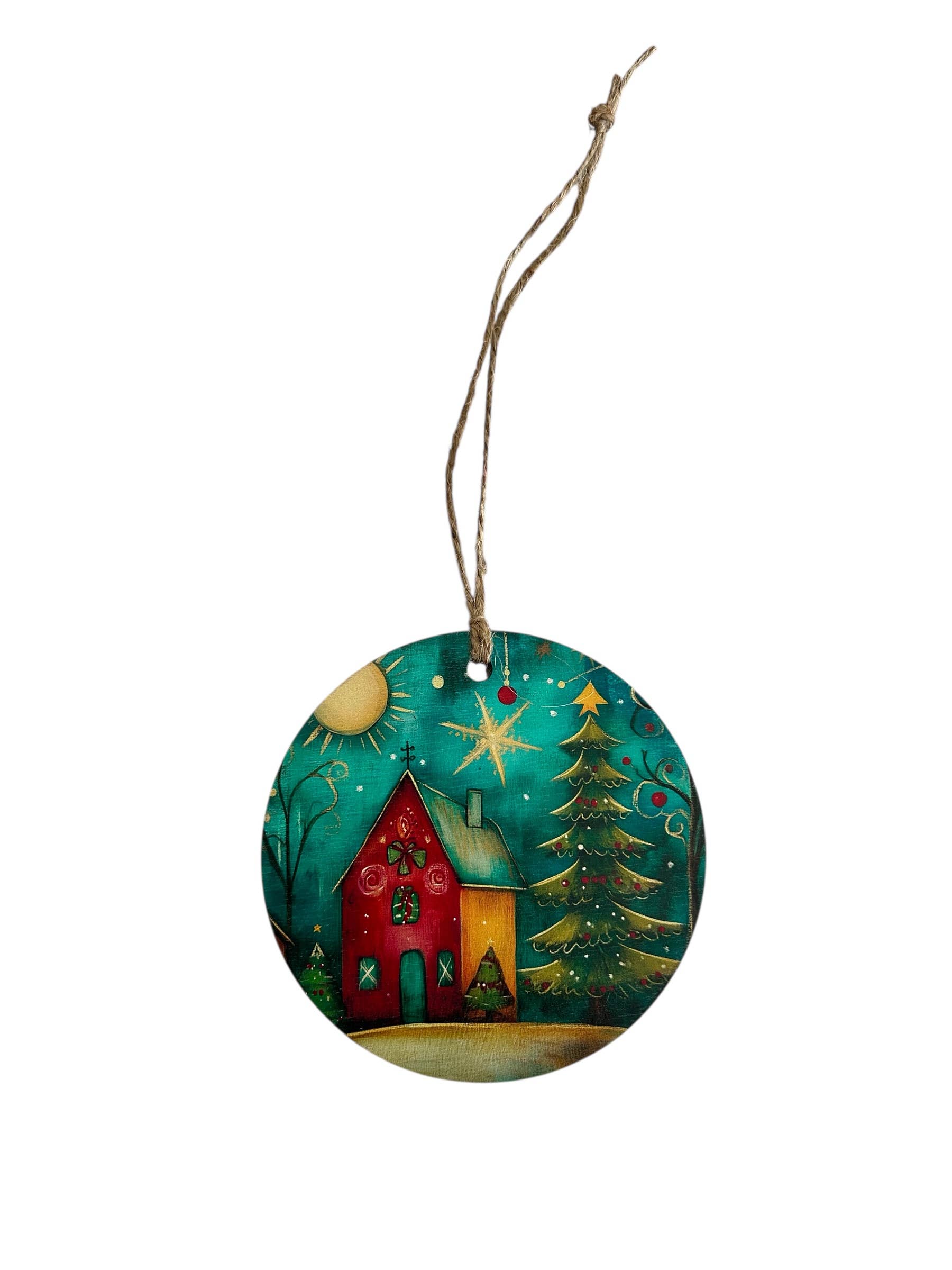 Inkwood Crafters - Wholesale Ornament - Folk Art House - Vintage Christmas Decor Wood Ornament2