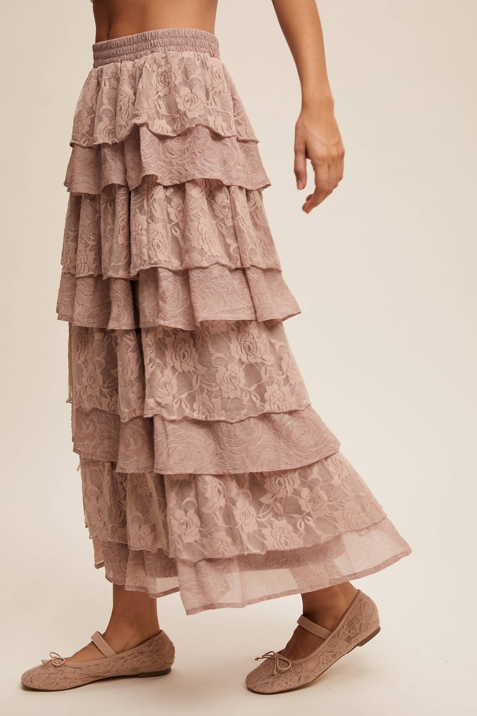 Listicle - Wholesale Skirt - Women's - Lace Tiered Maxi Skirt9