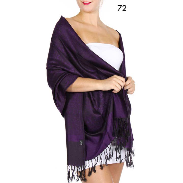 SERENITA – Großhandel Schal – Damen – Jacquard Paisley Pashmina Schal Wendbarer Stola-Wickel24