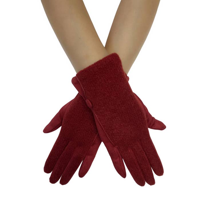 Fashion Scarf World – wholesale Gloves – Women's – Plain Button Knit Touchscreen Gloves2