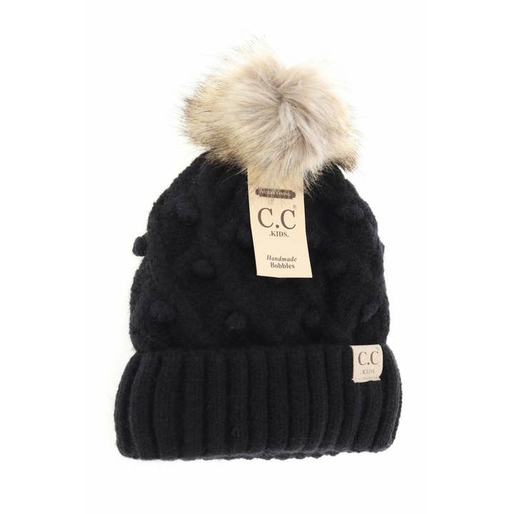 C.C Bommelstrickmütze für Kinder mit Kunstpelz-Pom für den Großhandel von C.C Beanie