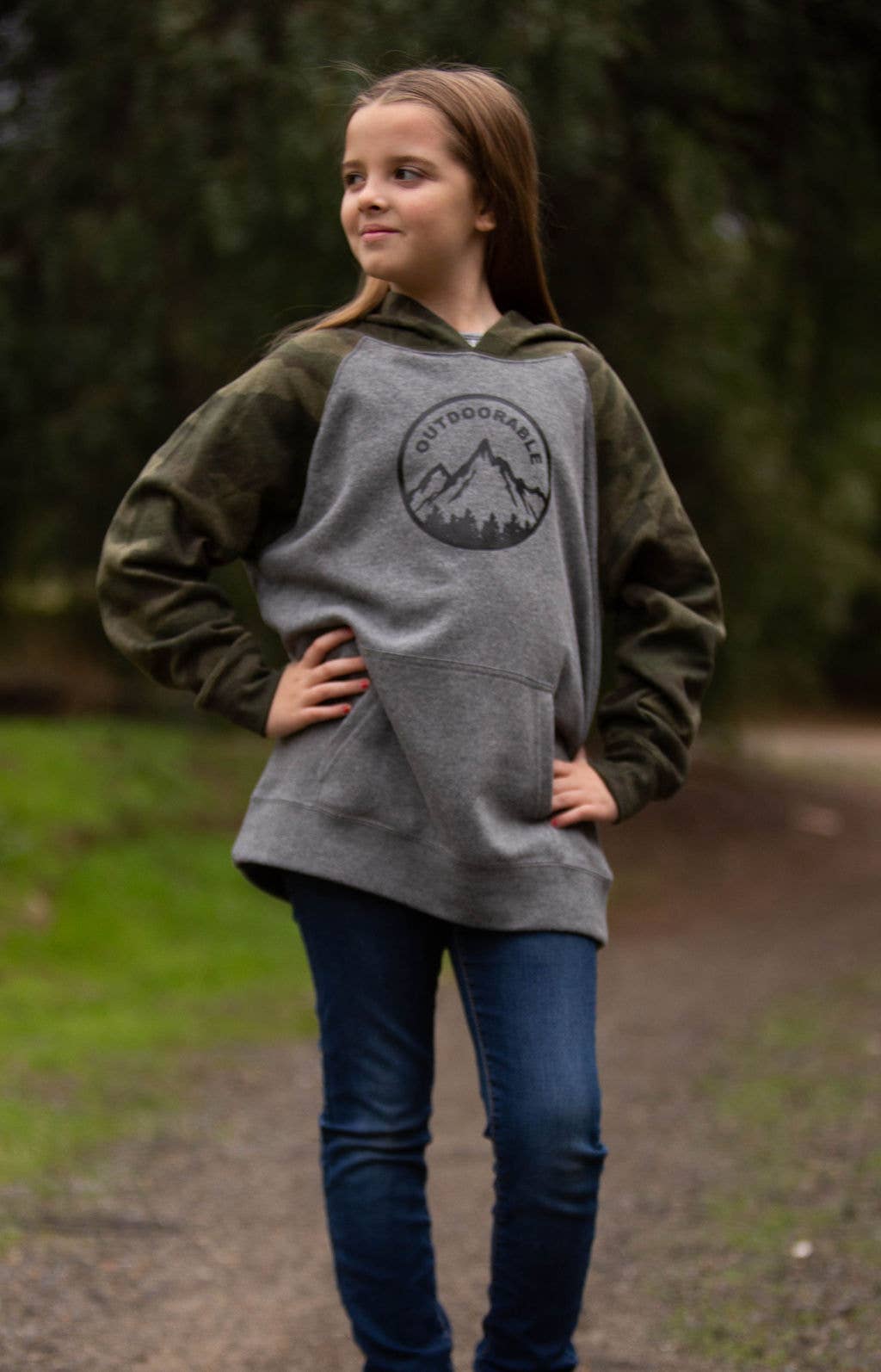 Outdoorable Apparel – wholesale Hoodie – Child – Camo with Black Outdoorable Hoodie2