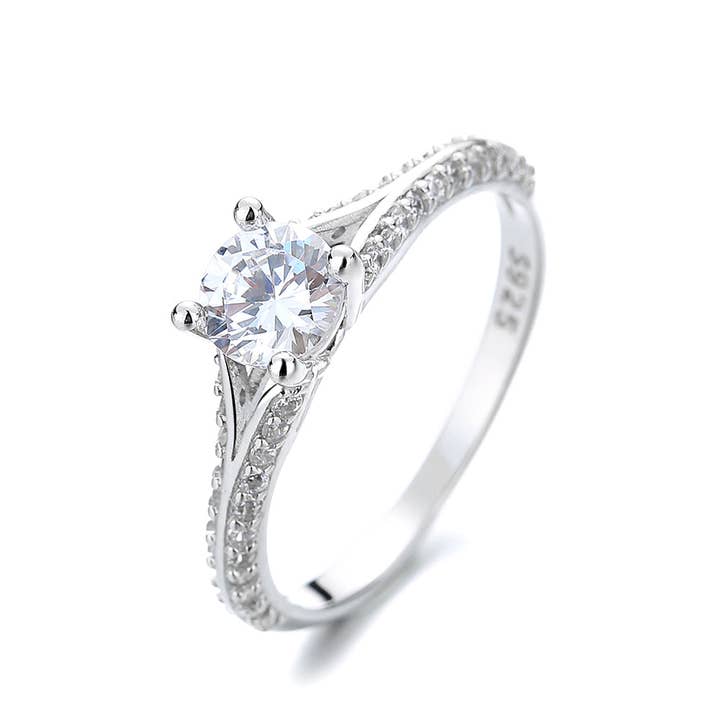 3.5 CTTW Sterling Silver Vintage engagement ring with Crystals for wholesale by Amy and Annette