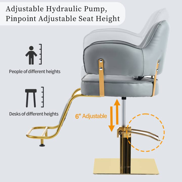 39F Inc. - Wholesale Chair - Adjustable Gray Salon Chair with Hydraulic Pump, 330 lbs3