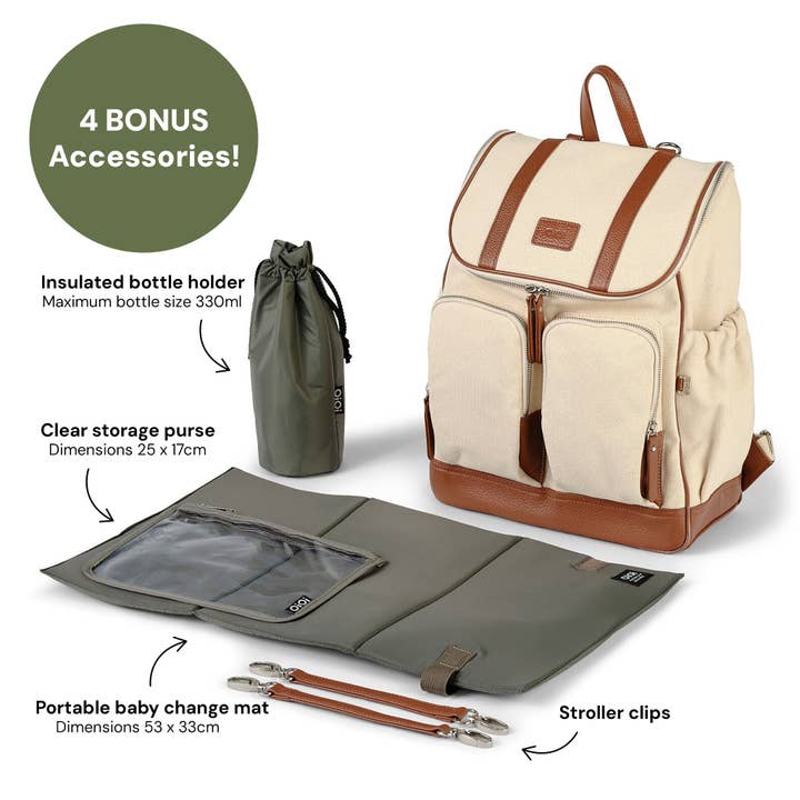 OiOi - Wholesale Diaper Bag - Baby - Signature Nappy Backpack - Natural Canvas