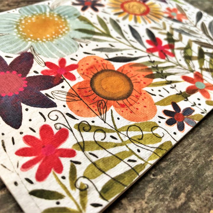 Erika's Whimsical Art – wholesale Birthday card – Plantable Seed Paper Card, Flower Illustration5
