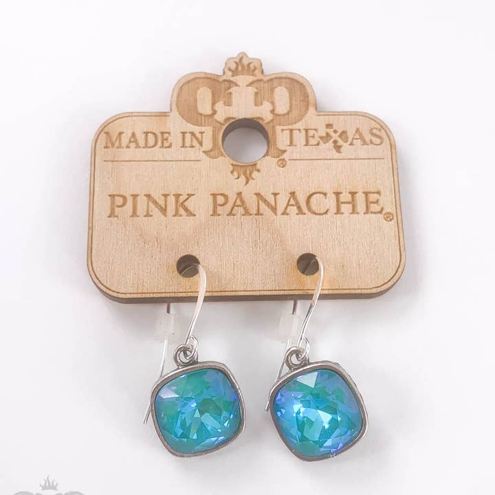 Pink Panache Brands - Wholesale Dangle Earrings - Austrian square crystal hook earring, 12mm7