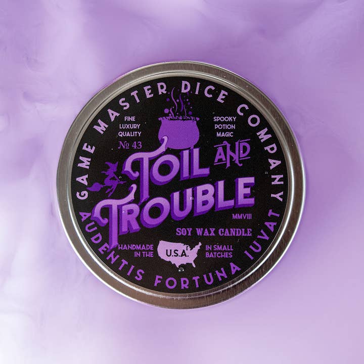 Game Master Dice - Venta al por mayor Vela aromática de viaje - Vela Toil and Trouble
