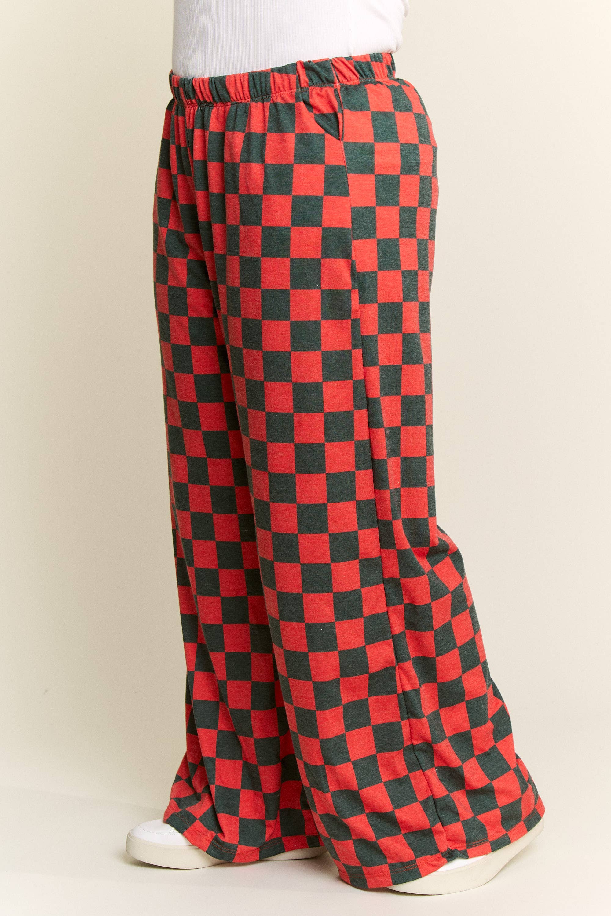 JADE BY JANE - Wholesale Pants - Women's - HIGH WAIST CHECKERED STRAIGHT LEG KNIT PANTS37