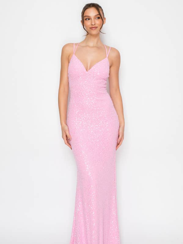 CD30386C: BEADED CORSET MESH MERMAID MAXI DRESS for wholesale by Lovesome