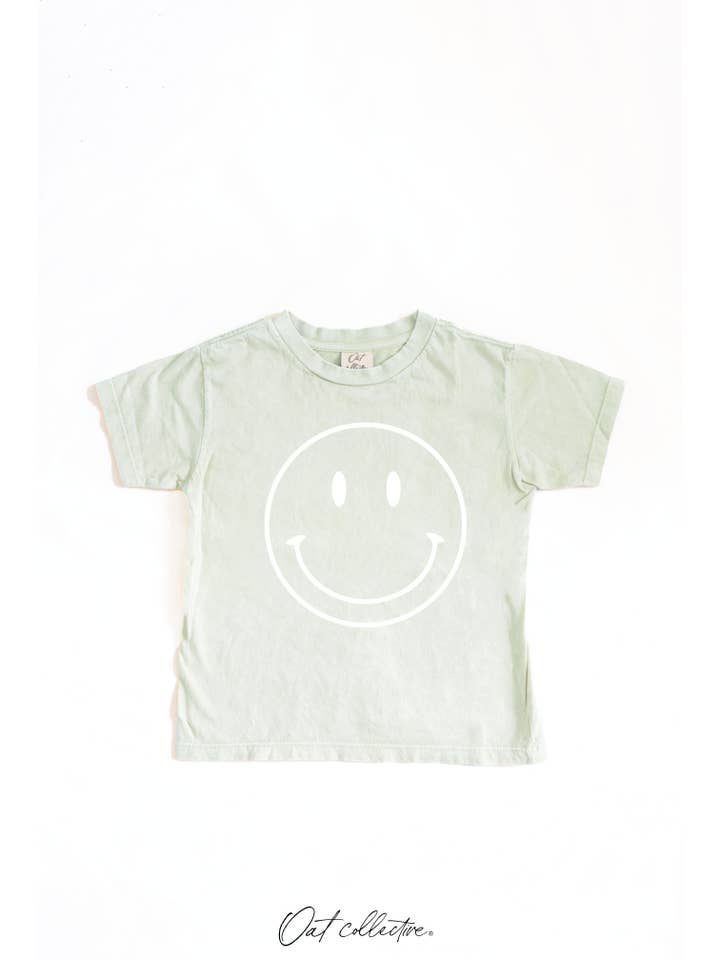 OAT COLLECTIVE - Wholesale Screen Printed T-Shirt - Kids - SMILEY FACE Toddler Washed Graphic Top