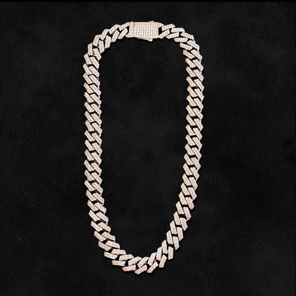 Royal Drip - Wholesale Link & Chain Necklace - 12mm Miami Icedrip White Gold Chain2