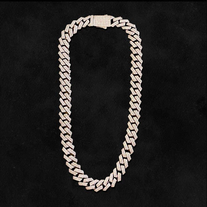 Royal Drip - Wholesale Link & Chain Necklace - 12mm Miami Icedrip White Gold Chain2