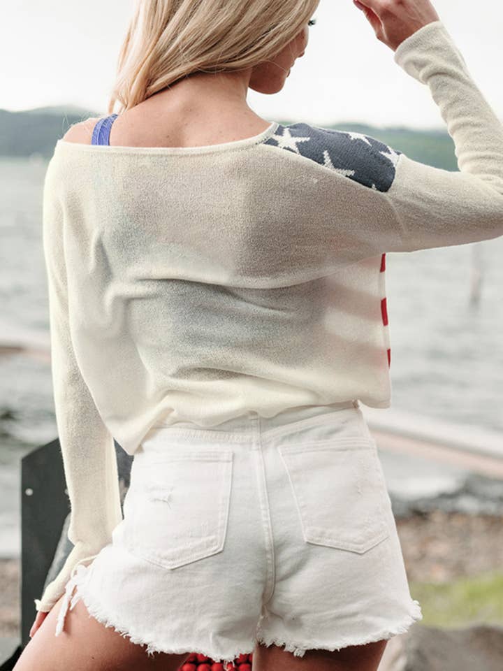 Beige Striped Color Blocked Thin Knit Sweater for wholesale on Faire
