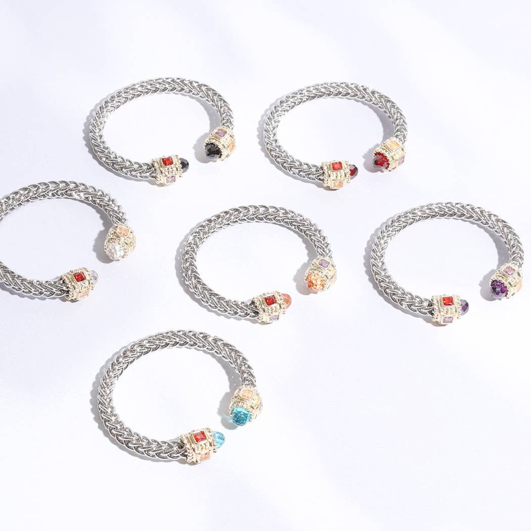 Fashion City - Vente Bracelet jonc - Bracelet jonc en forme de deux T, rond, entouré de pierres précieuses17