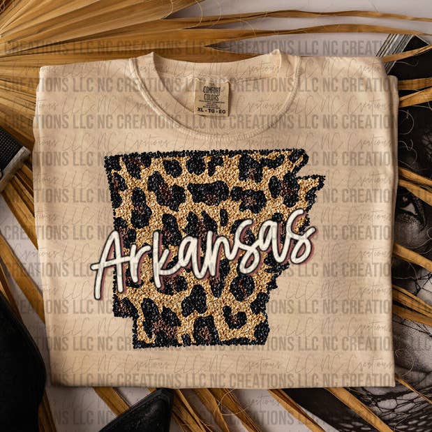 Arkansas Leopard State Graphic Tee Wholesale for wholesale by NC Creations