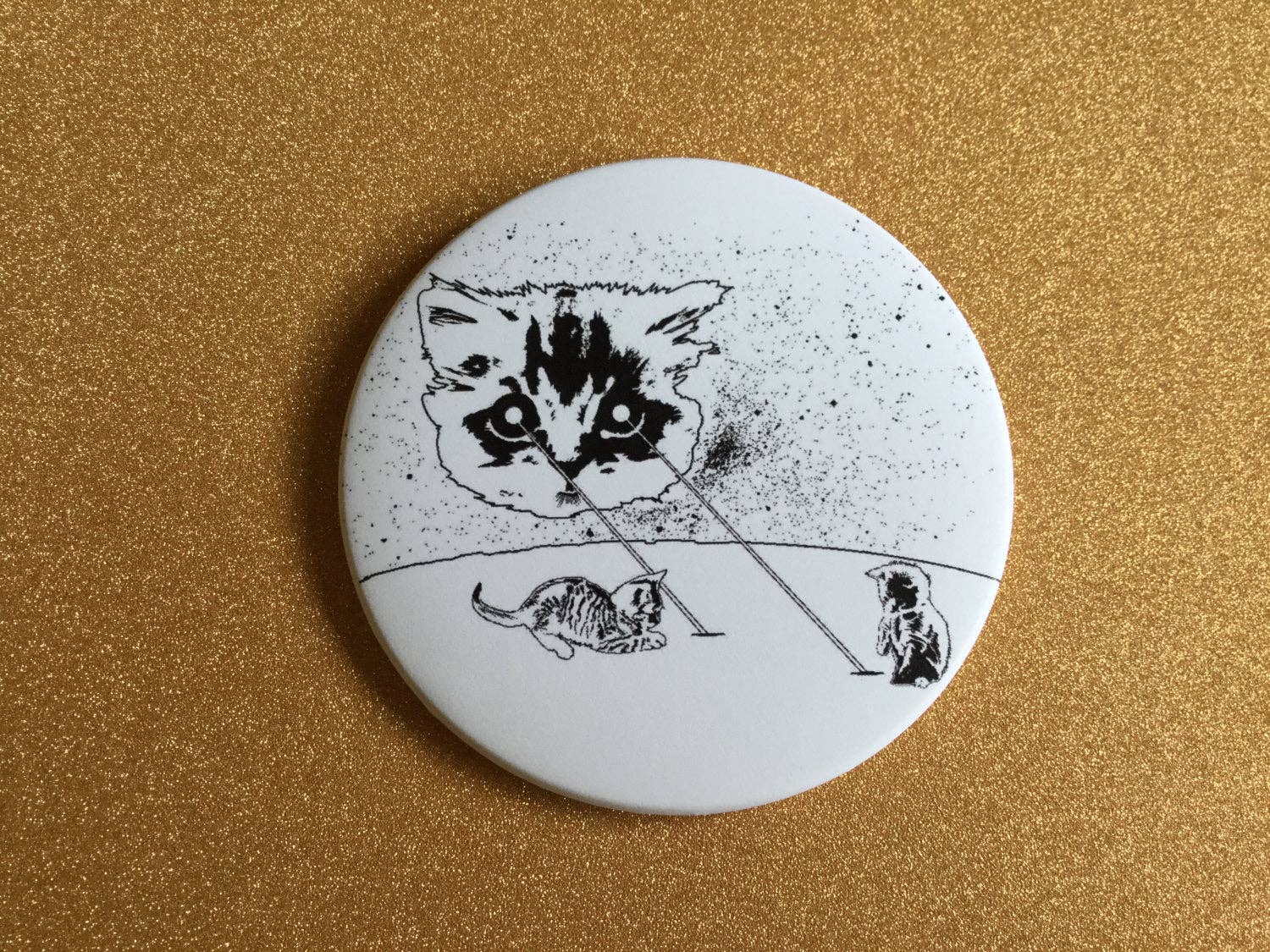 Ugly Baby - Wholesale Compact Mirror - Mirror - 3.5 Inch: Meta Laser Cat - B&W1