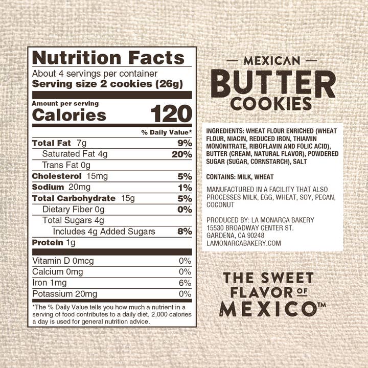 La Monarca Bakery - Wholesale Cookie - Mexican Butter Cookies 3.6 oz Bag2