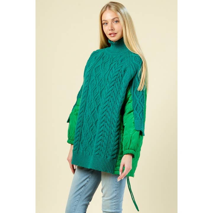 GREEN Quilted Back Turtle Neck Sweater for wholesale on Faire
