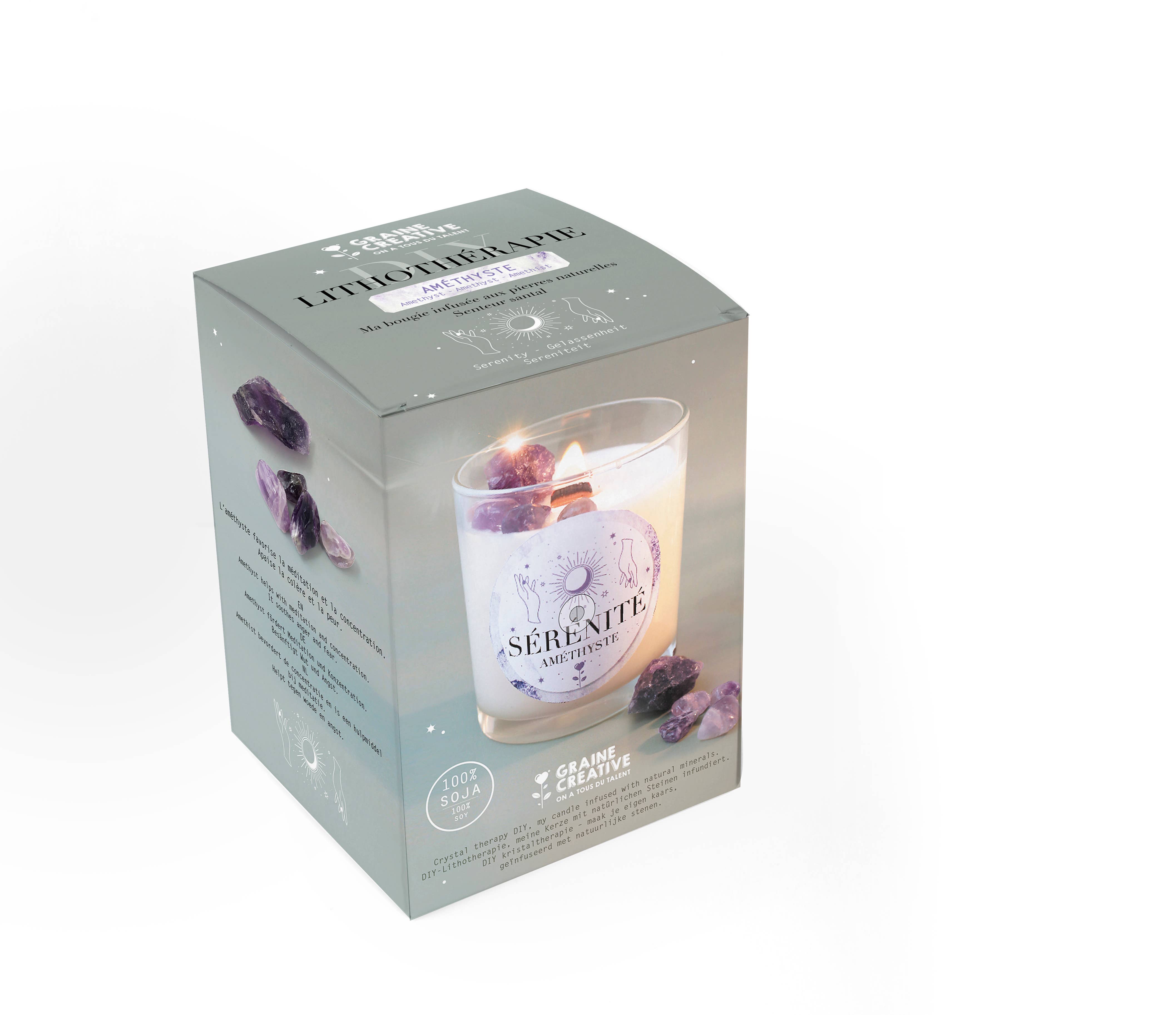 Graine Créative - Wholesale DIY Craft Kit - Kids - DIY AMETHYST LITHOTHERAPY CANDLE KIT2