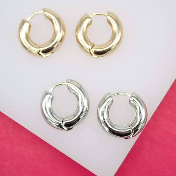 MIA Jewelry - Wholesale Huggie Earrings - 18K Gold Filled Rounded Thick Huggies Earrings (L242)
