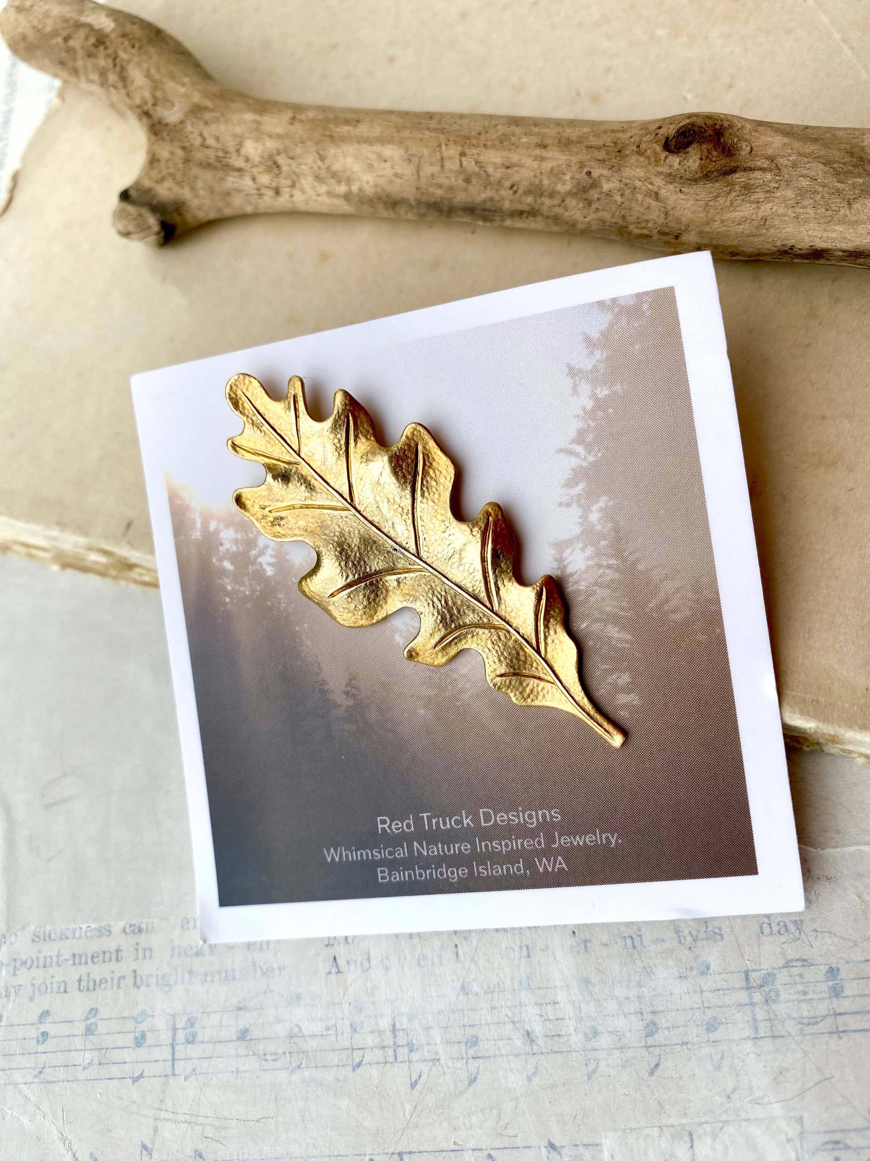 Red Truck Designs - Wholesale Brooch - Gold Oak Leaf Brooch Autumn Pin Gold Leaf Oak Tree6