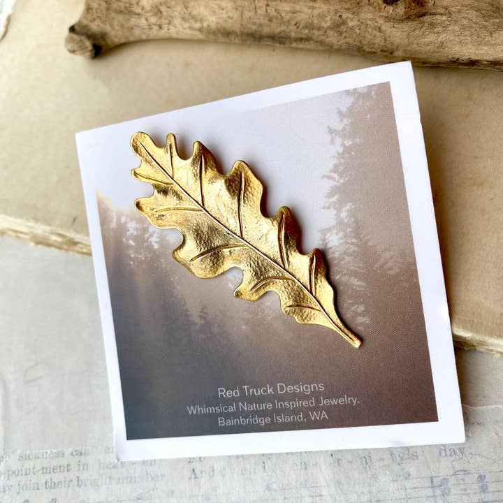 Red Truck Designs - Wholesale Brooch - Gold Oak Leaf Brooch Autumn Pin Gold Leaf Oak Tree6