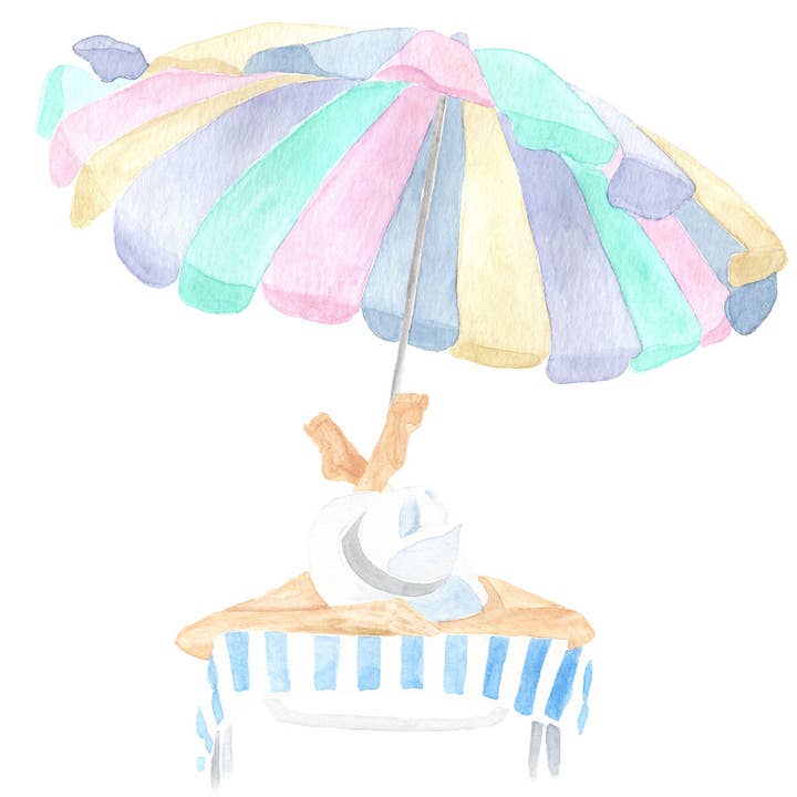 Just Beachy Watercolor Art Print for wholesale by Bridget Linstead Art