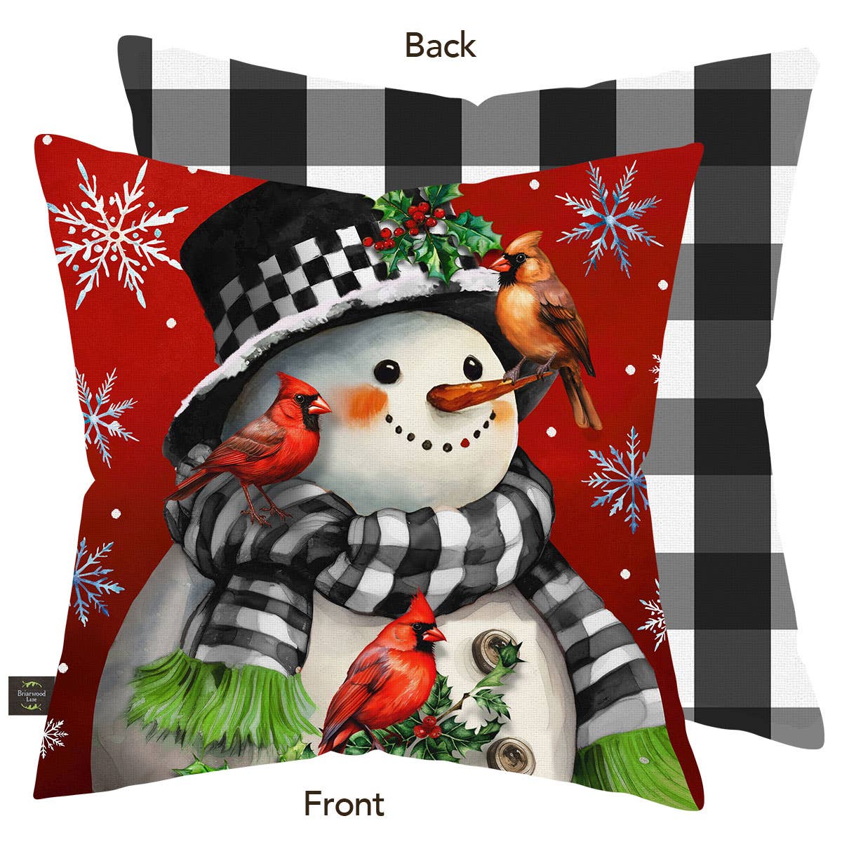 Briarwood Lane - Wholesale Throw/Decorative Pillow - Snowman With Cardinals Indoor/Outdoor Pillow1