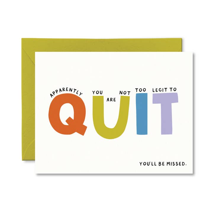 Apparently You Are Not Too Legit To Quit Card for wholesale by Pretty by Her