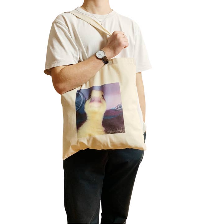 ZZZEBRAAA LIMITED - Wholesale Tote Bag - Unisex - Duck Stare Funny Meme Tote Bag Staring Into Your Soul Iconic