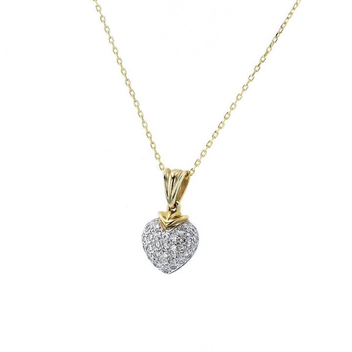 Two Tone Puffed Diamond Heart Pendant for wholesale by NYMAN JEWELERS