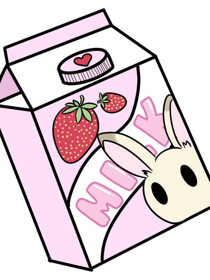 Pegatina de leche de fresa para venta al por mayor de The Shoppe of Many Things