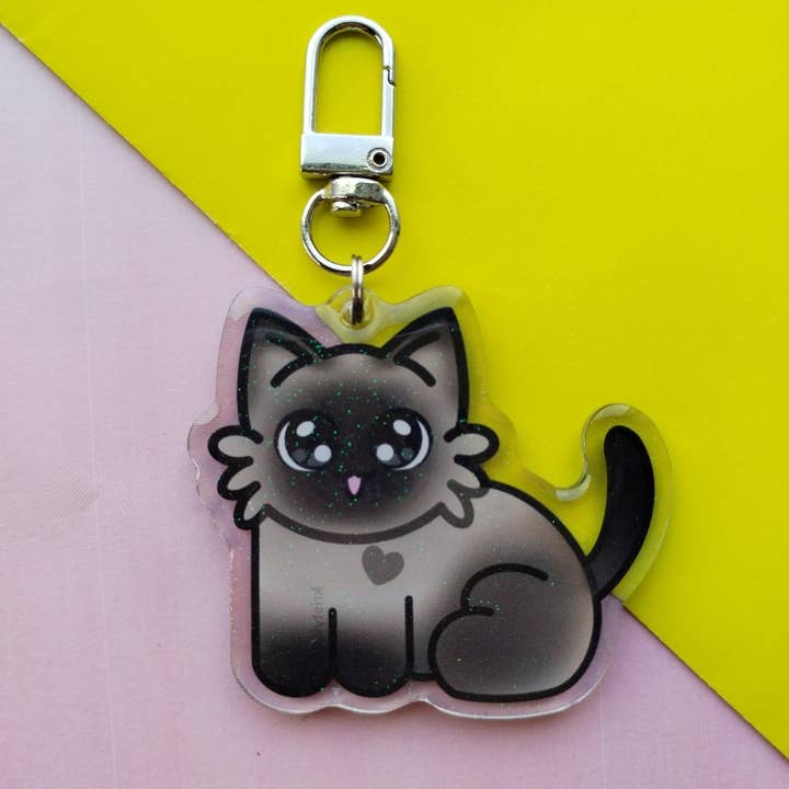 SIAMESE Brown and Tan Cat Body - Keychain Acrylic Epoxy for wholesale by kristykatko